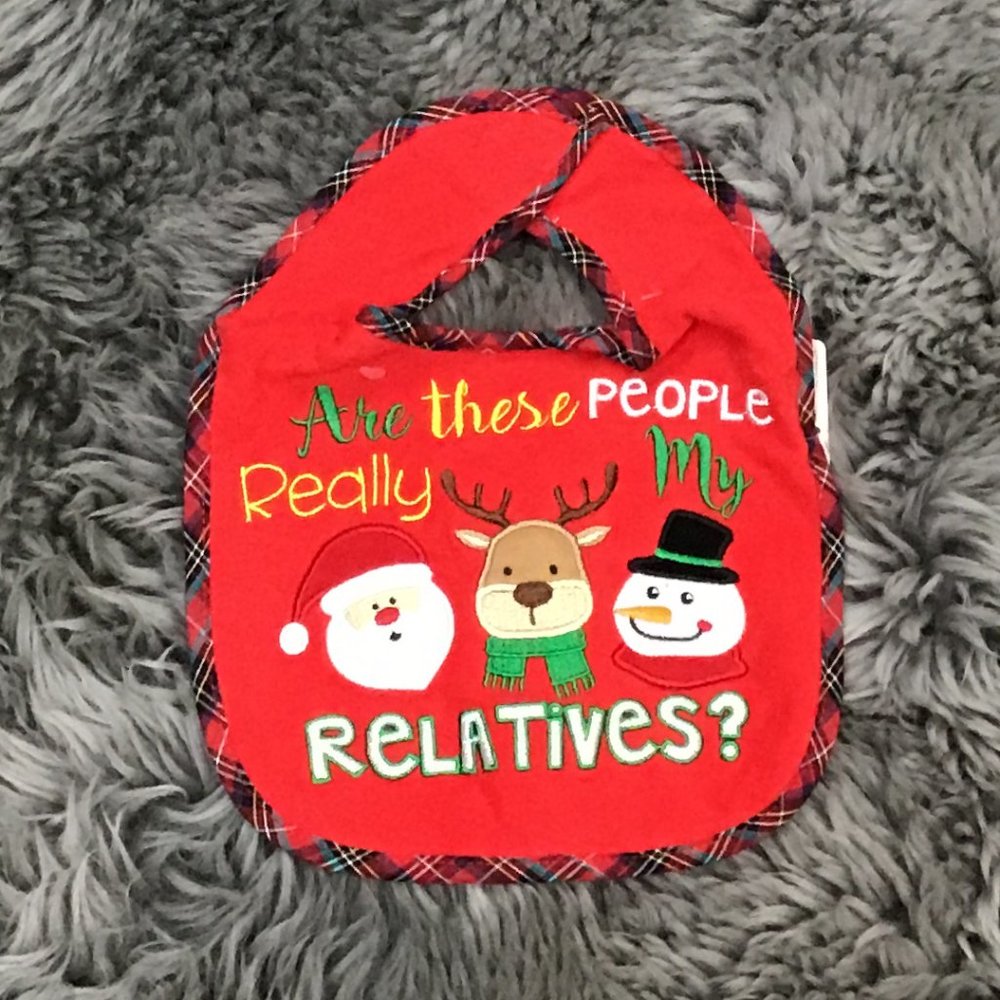 Baby Essentials | Infant Feeder Bib | Christmas Theme | Red & Plaid | OS
